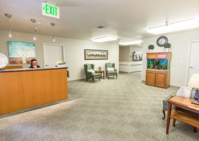 reception and front lobby soft seating at Monterey Care Center